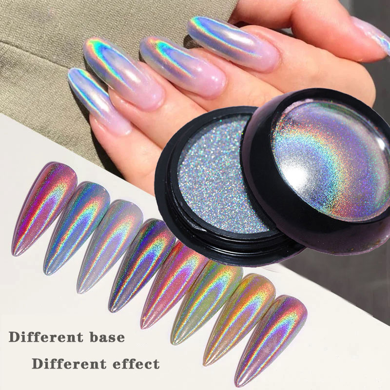 Nail Glitter Chrome - 6-kleuren chroom laser nagelpoeder holografische spiegel