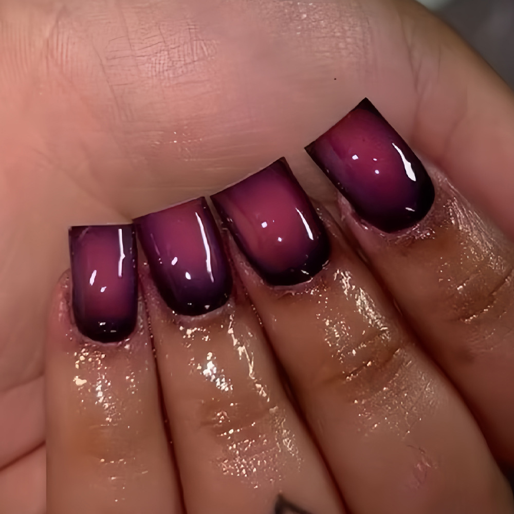 Press On Nail Set - Korte vierkante nepnagels voor vrouwen, gradient