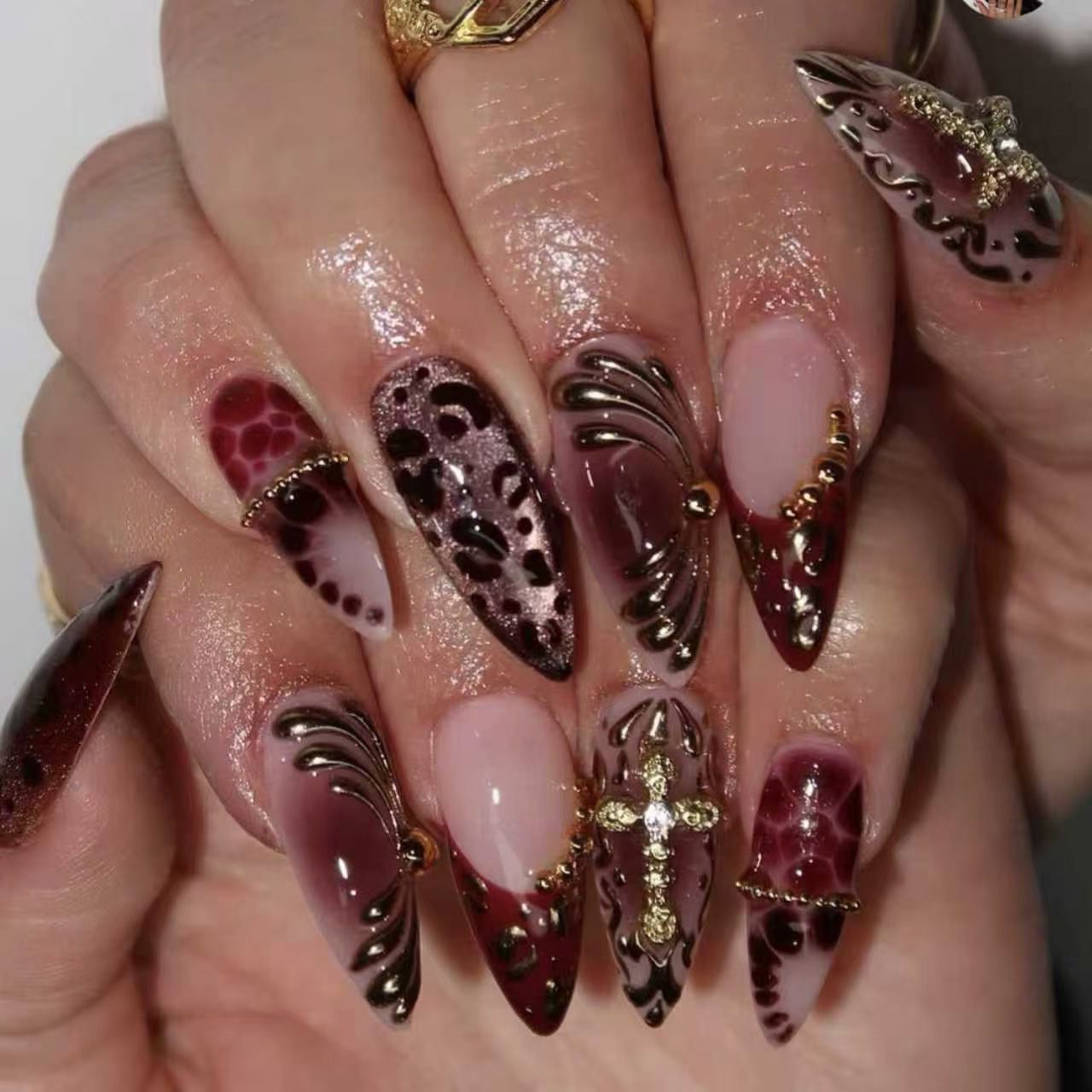 Press On Nail Set - Medium nepnagels voor vrouwen, gradient koffiebruin,