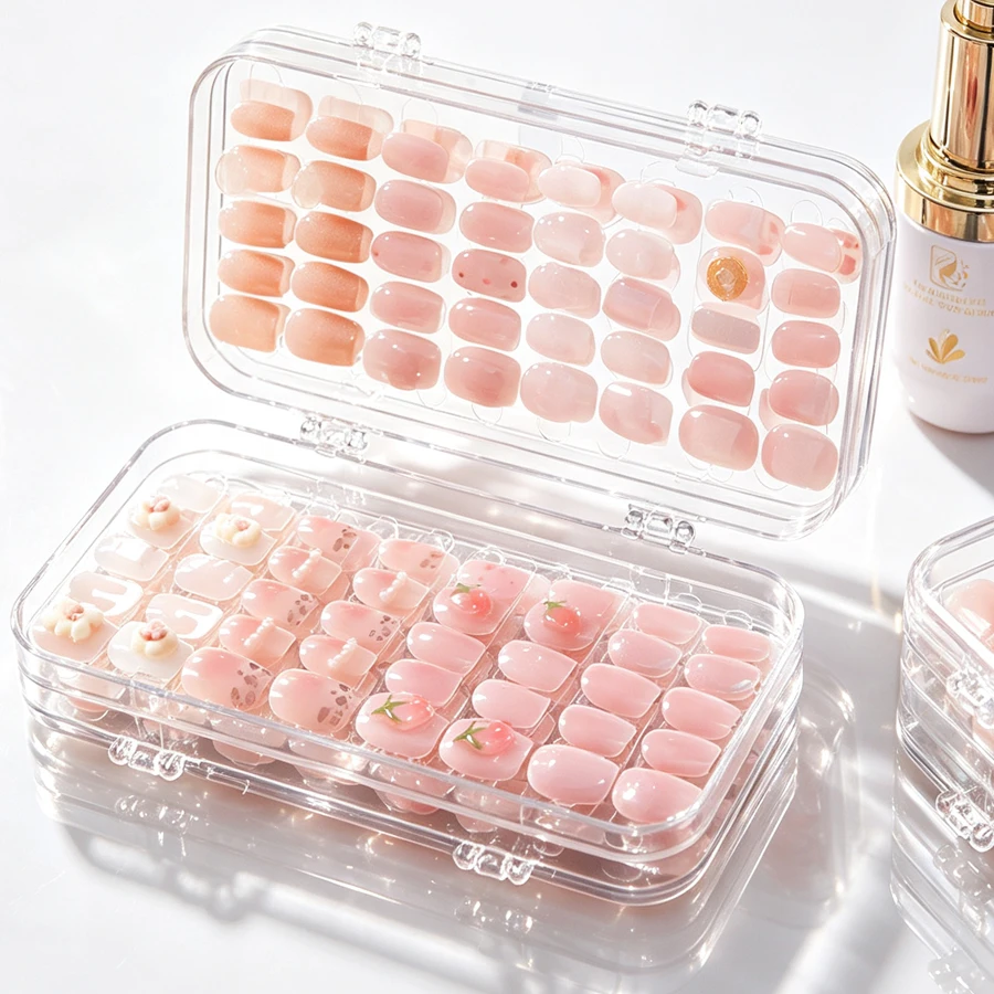 Nail Art Viral - Transparante opvouwbare opbergdoos voor opzetnagels, stofdichte