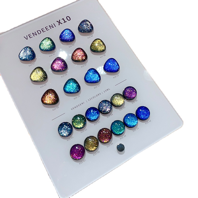 Nail Art Eye Cat - VENDEENI 18 Kleuren 12 Kleuren Glitter