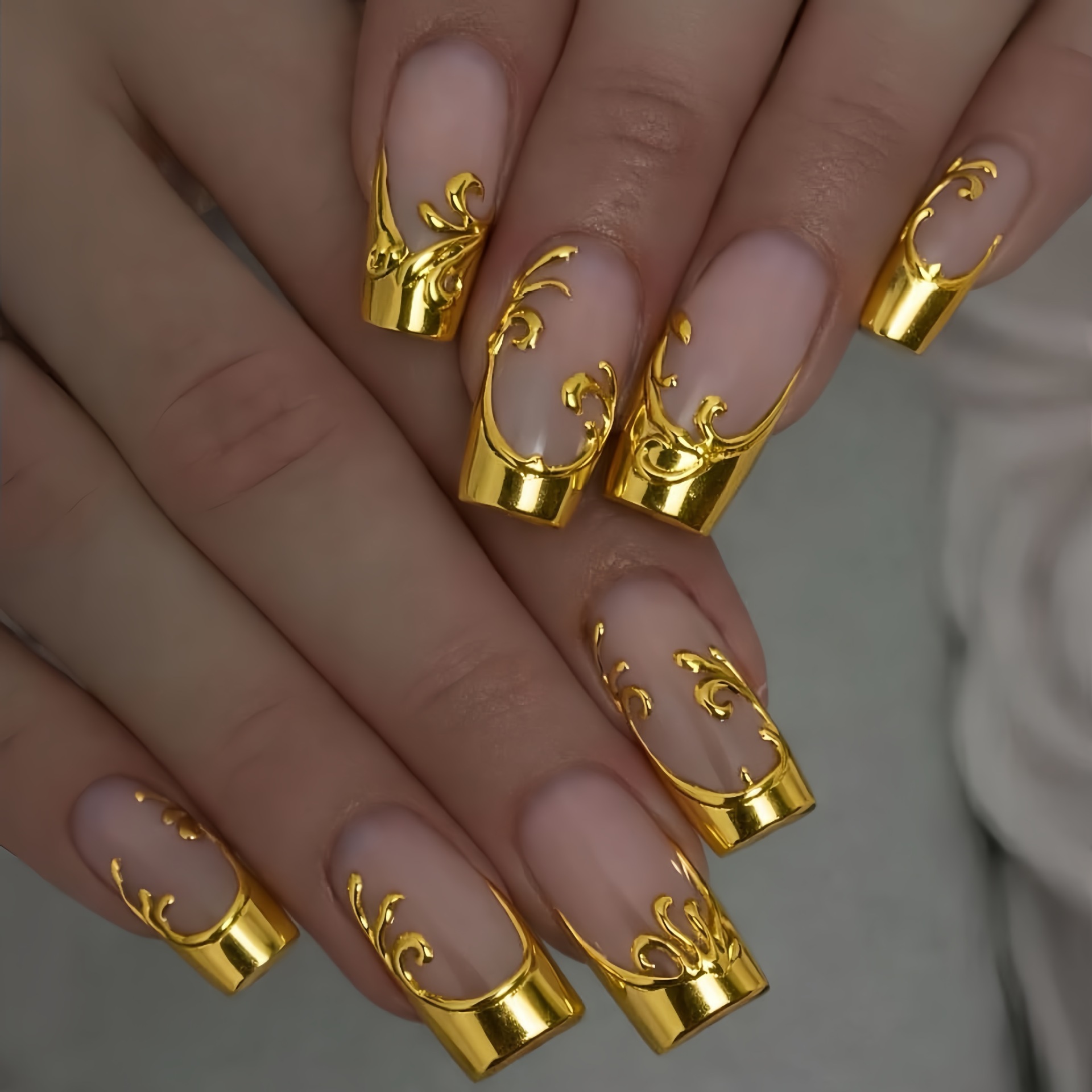 Press On Nail Set - Middellange kunstnagels voor vrouwen, vierkante vorm,