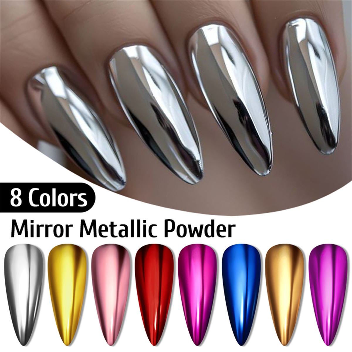 Metaalachtig goud zilver spieg - Nail Glitter Chrome recensie en prijs