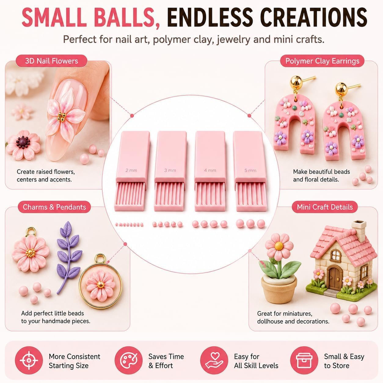 4-delige 3D-print klei gelbal  - Nail Art Nail Art recensie en prijs