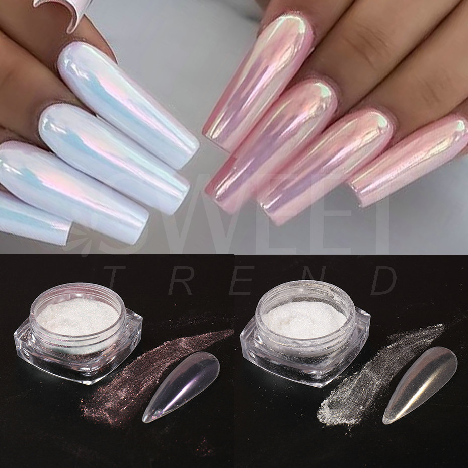 Witte Parel Spiegel Maanlicht  - Nail Glitter Chrome recensie en prijs