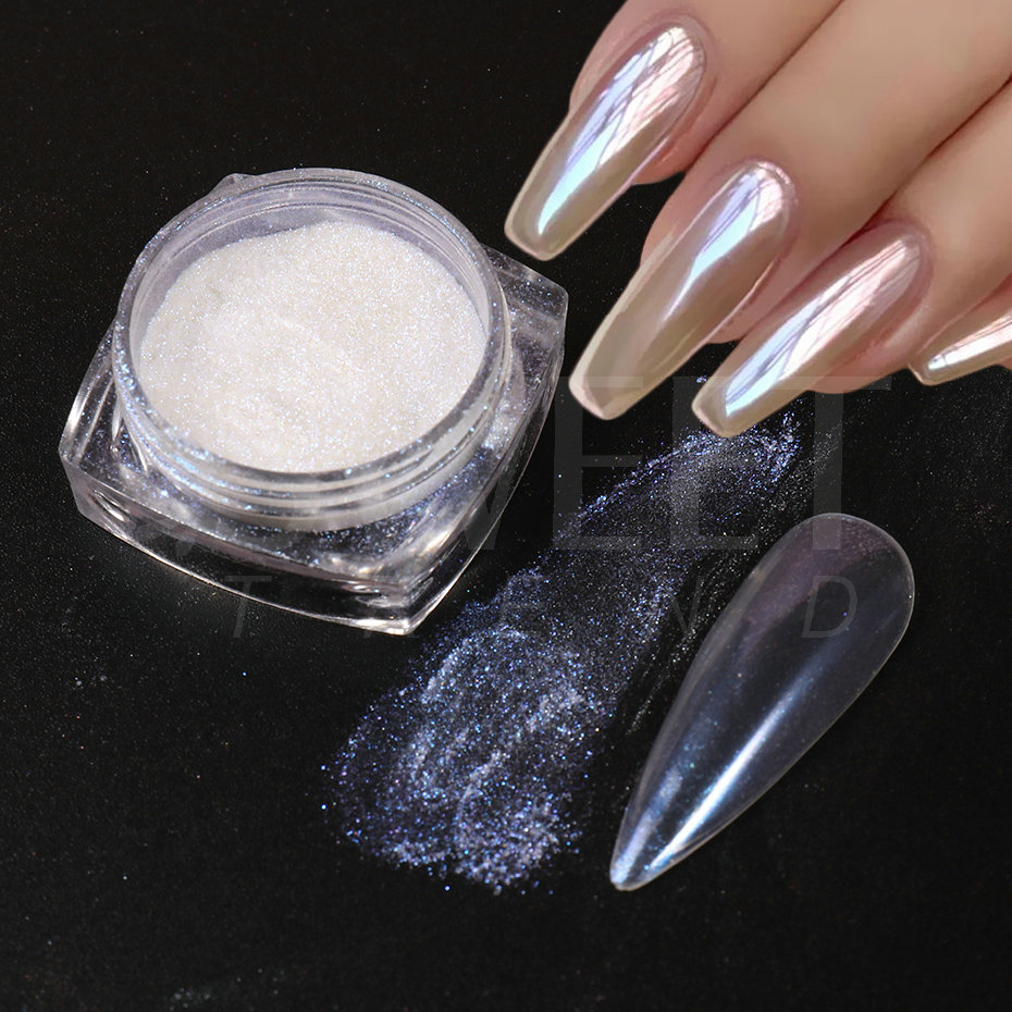 Witte Parel Spiegel Maanlicht  - Nail Glitter Chrome recensie en prijs