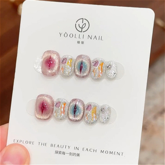 10 stuks paarse korte ronde ko - Press On Nail Set recensie en prijs