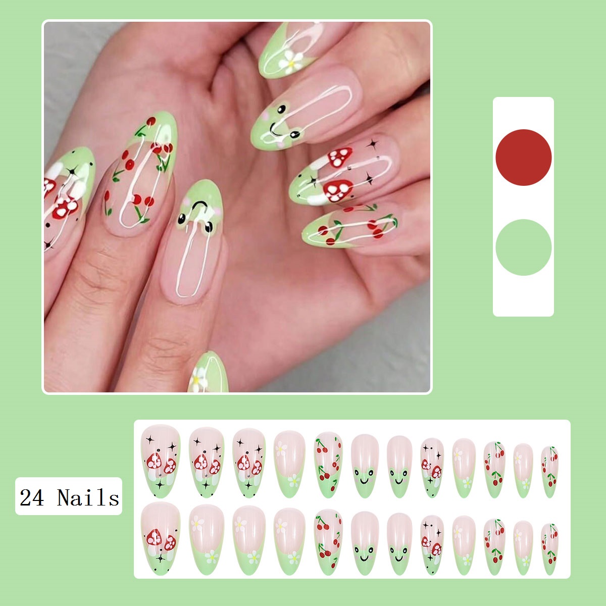 Mooie kersenpers op nagels Fra - Press On Nail Set recensie en prijs